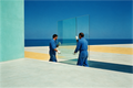 Main image Glass — Conceptual Blue Coastal Wall Art | High Noon No. 07
