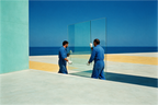 Main image Glass — Conceptual Blue Coastal Wall Art | High Noon No. 07