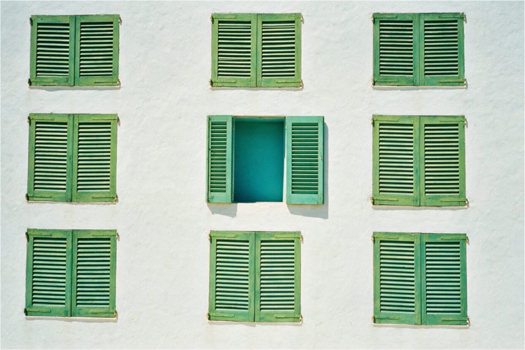 Main image Blinds — Green Mediterranean Shutters Wall Art | High Noon No. 09