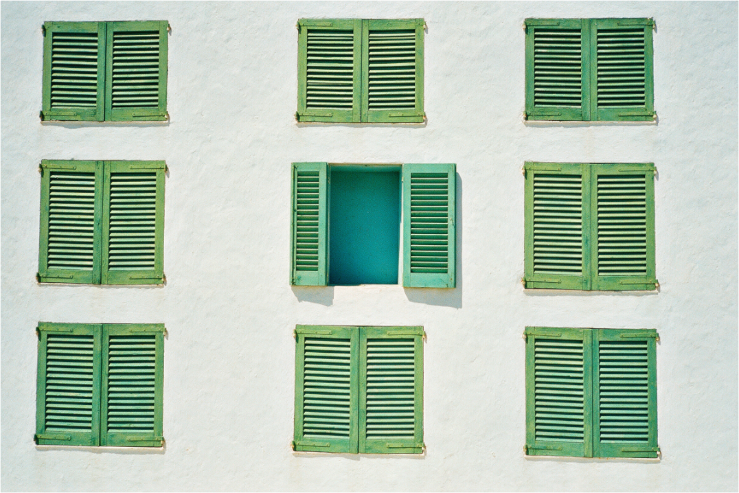 Main image Blinds — Green Mediterranean Shutters Wall Art | High Noon No. 09
