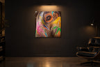India No. 03 — Elephant's Eye — photo print shown in a dark gallery room under a picture light