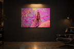 India No. 04 — Namaste — photo print shown in a dark gallery room under a picture light