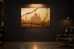 India No. 14 — Beyond the Branches — photo print shown in a dark gallery room under a picture light