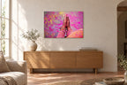 India No. 04 — Namaste — photo print shown on a wall in a Mediterranean living room