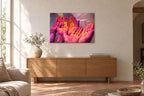 India No. 05 — Open Hands — photo print shown on a wall in a Mediterranean living room