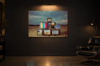 Television Project No. 08 — Test Card — photo print shown in a dark gallery room under a picture light