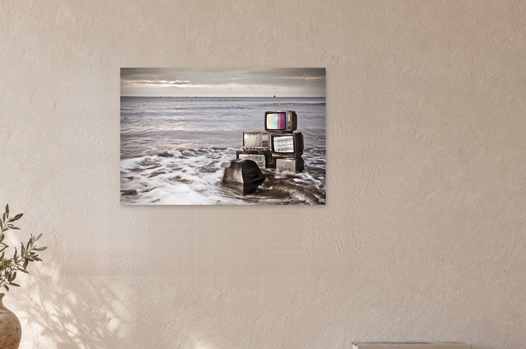 Television Project No. 09 — Salvage — close view of the print on a wall